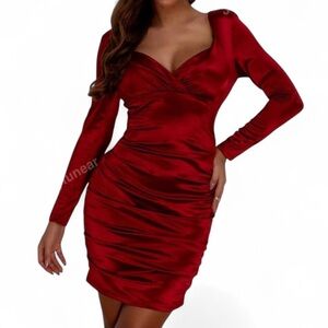 Elegant Red Satin Dress
